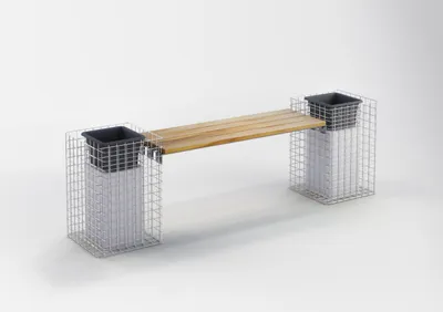 Produktbild von Gartenbank 2 Blumensäulen TEAK MW 5 x 5 cm, feuerverzinkt