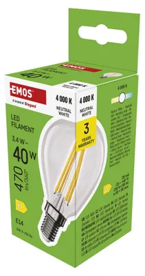 LED žárovka Filament Mini Globe / E14 / 3,4 W (40 W) / 470 lm / neutrální bílá