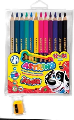 Obrázok produktu pre Farebné ceruzky 12/24 farieb JUMBO guľaté + orezávátko Astrino 7740