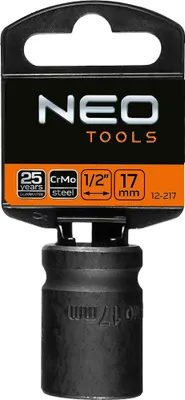 Obrázek produktu pro NEO TOOLS Rázová hlavice 1/2", 17 x 38 mm, Cr-Mo