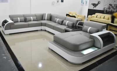 Immagine prodotto di Divano in pelle, design moderno, divano angolare, divano letto, soggiorno
