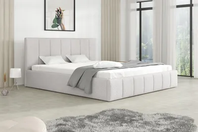 Produktbild von Polsterbett Doppelbett DETROIT 140x200cm Stoff Freya Hellgrau