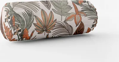 Produktbild von SCHÖNER LEBEN. Kissenhülle Retro Blätter Blumen weiß orange braun Größe 15x40cm (ØxB) Nackenrolle 15x40cm (ØxB) Nackenrolle Größe