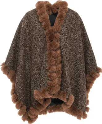 Produktbild von FRAULLY damen strickponcho - braun, M
