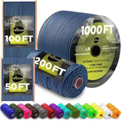 Productafbeelding van Paracord Touw 550 Olieblauw 60m voor Survival en Camping