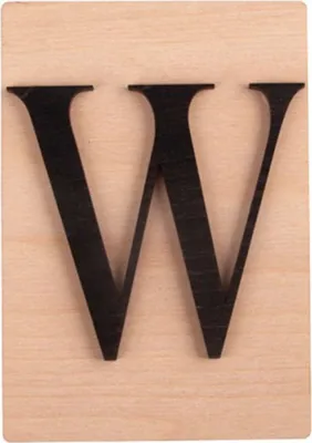 Image de Lettre en bois noir « W » 14,8 x 10,5 cm
