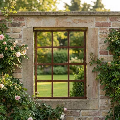 Produktbild von Stallfenster, Rostig, Bauernfenster, Eisenfenster, Gartenmauer 95 x 73,5