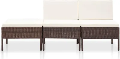 Obrázek produktu pro vidaXL 3dílná zahradní lounge souprava s polštáři Poly ratan hnědá