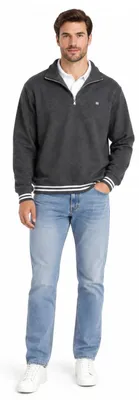 Image de Pull pour hommes Basics&More, col double, couleur gris