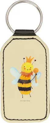 Produktbild von Mr. & Mrs. Panda Schlüsselanhänger Biene König - Gelb Pastell - Geschenk, anhänger für schlüssel, Mit Spruch, kunstleder, Taschenanhänger