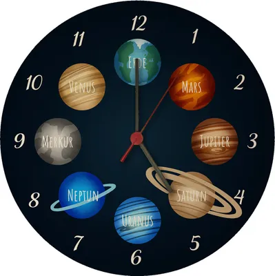 Produktbild von Planeten des Sonnensystems Wanduhr aus MDF für Kinder