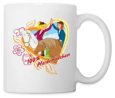 Produktbild von Spreadshirt Bibi Und Tina Pferdemädchen Herz Tasse, One size, Weiß