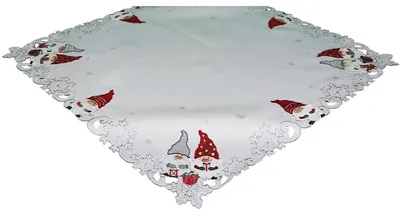 Produktbild von Tischdecke AMIRA Weihnachten Wichtel Polyester weiß 85 x 85 cm