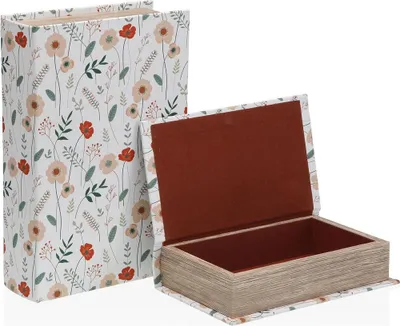Produktbild von Dekorative Box Versa Verdi Leinwand Holz MDF Blomster Buch