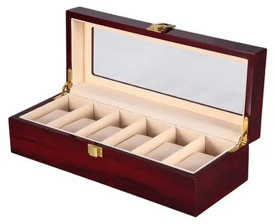 Immagine prodotto di Portaorologi per 6 orologi in legno, vetrina, portagioie