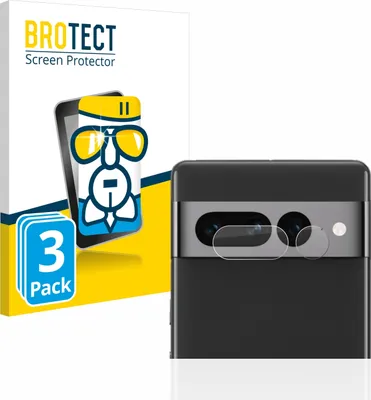 A product shot of screen protectors for a Google Pixel 7 Pro, with packaging and the phone's camera module shown.