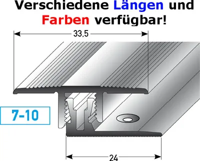 Produktbild von Klick-Übergangsprofil / Übergangsschiene "Welland" Höhe 7 - 10 mm, 33,5 mm breit, 2-teilig, Aluminium eloxiert-silber-900