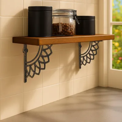 Obrázek produktu pro Držáky polic, design Mandala, litina, sada 2 ks