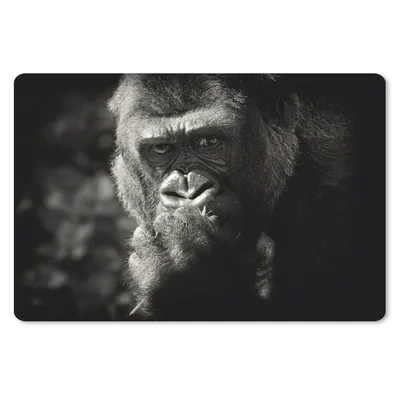 Produktbild von MuchoWow® Mauspad Mousepad Tierprofil Gorilla in schwarz und weiß 27x18 cm - Mousepads - Maus Mat - Pad - Mausunterlage - Büroartikel - Desk Matten