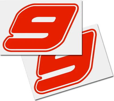 Produktbild von Startnummer Aufkleber 2er Set, Schrift Assen, # 9 rot