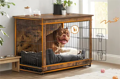 Produktbild von Feandrea Hundekäfig, Hundebox, mit herausnehmbarem Tablett, 2 Türen, für Hunde bis zu 42 kg, Vintagebraun