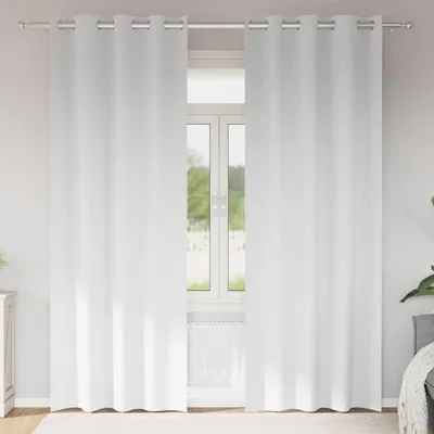Image de Rideaux occultants avec anneaux 2 pcs Blanc pur 260 x 140 cm