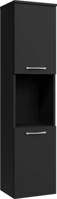 Image de Armoire de rangement de Montreal Hauteur 131 cm - Noir mat - Meuble de rangement haut placard armoire colonne