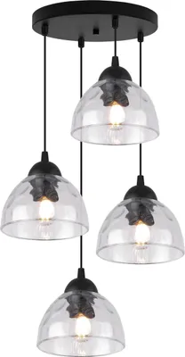 Image de Lampe à suspendre Venice à 4 flammes avec abat-jour en verre clair E27