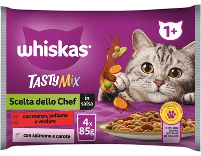 Imagen del producto de Whiskas Tasty Mix, alimento húmedo para gatos adultos, selección especial en salsa