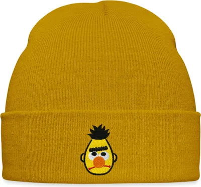Produktbild von Spreadshirt Sesamstraße Bert Als Stickmotiv Bestickte Wintermütze, One size, Senfgelb