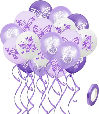 Produktbild von 20 Paarse Vlinderballonnen mit Lint für Verjaardagsdecoratie - Dekorative Girlande und Zubehör