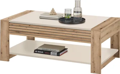 Zdjęcie produktu dla Couchtisch >Felipe< Schublade, Artisan Eiche Dekor, kaschmir - 108x42x60cm (BxHxT)