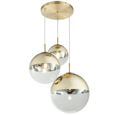 Produktbild von Hängelampe Gold, 3 Glas Kugeln, 20 - 25 - 30 cm