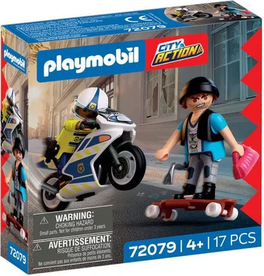 Produktbild von PLAYMOBIL Motorrad-Verfolgungsjagd 72079, Polizeimotorrad, Bauset