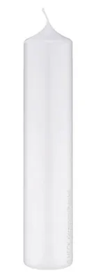 Produktbild von Wiedemann Kerzen Wachs-Kaminkerze, Weiß, 500 mm hoch, Ø 80 mm, mit Dornbohrung