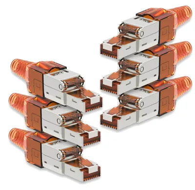 Produktbild von 6x Netzwerk Stecker CAT 7 Werkzeuglos RJ45 CAT7 Netzwerkstecker Netzwerkkabel