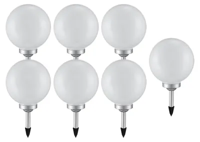 Produktbild von 7er Set LED Solarleuchte, Kugel weiß, H 65 cm
