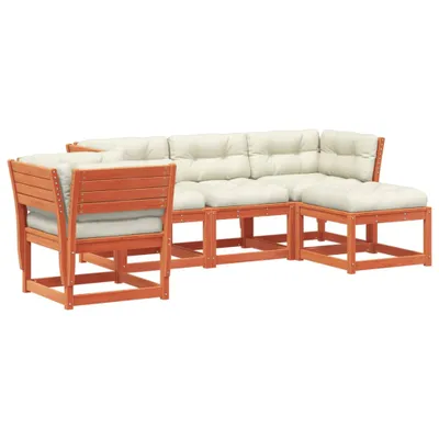 Produktbild von 5tlg. Garten-Lounge-Set mit Kissen Wachsbraun Massivholz Kiefer