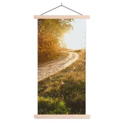 Produktbild von MuchoWow® Textilposter Weg - Natur - Baum 60x120 cm mit holzfarbenen Rahmen - Holz