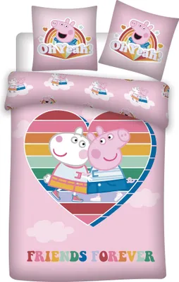 Zdjęcie produktu dla Zestaw pościeli dziecięcej Peppa Pig - przytulna poszwa na kołdrę 140x200 cm i poszewka na poduszkę 63x63 cm