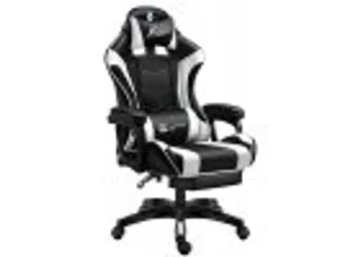 Produktbild von Einstellbarer Gaming-Stuhl Ökoleder-Schwarz-Weiss-Fg-02