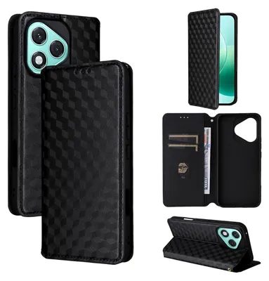 Immagine prodotto di Per Honor 400 Lite Cubic Design Flip Pelle finta Smart Wallet Cover Custodia nera