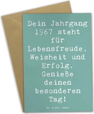 Produktbild von Mr. & Mrs. Panda Glückwunschkarte Spruch 1967 Geburtstag - Meeresbrise - Geschenk, Grußkarten, osterkarte, weihnachtskarten, osterkarten, Erfolg, Happy Birthday, Feier