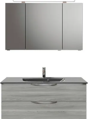 Produktbild von Pelipal Badmöbel-Set Sunline 300 BxHxT 117 x 200 x 48 cm Frontfarbe sangallo grau mit Waschtisch Mineralmarmor Griff chr