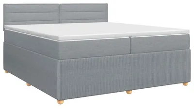 Image de vidaXL Lit boxspring avec matelas gris clair 200 x 200 cm Tissu
