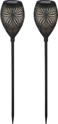 Produktbild von 2x LED Solar Steckleuchte, Metall, schwarz, IP44, H 58 cm