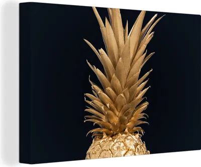 Obrázek produktu pro OneMillionCanvasses® Malba na plátně Nástěnná malba na plátně - Ananas - zlatý - barva - černá - ovoce - - 150x100cm