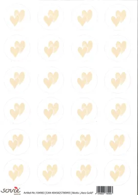 Produktbild von Sticker Aufkleber Design Herz Gold, 4cm, 24 Stück