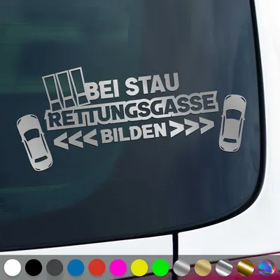 Produktbild von PantherPixel Rettungsgasse Aufkleber Bei Stau bilden freihalten Sticker Auto Geschenkidee Farbe Silber