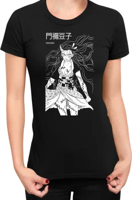 Produktbild von Damen T-Shirt Demon Anime Slayer Kimetsu No Yaiba Nezuko Kamado 011, Lady L / Schwarz